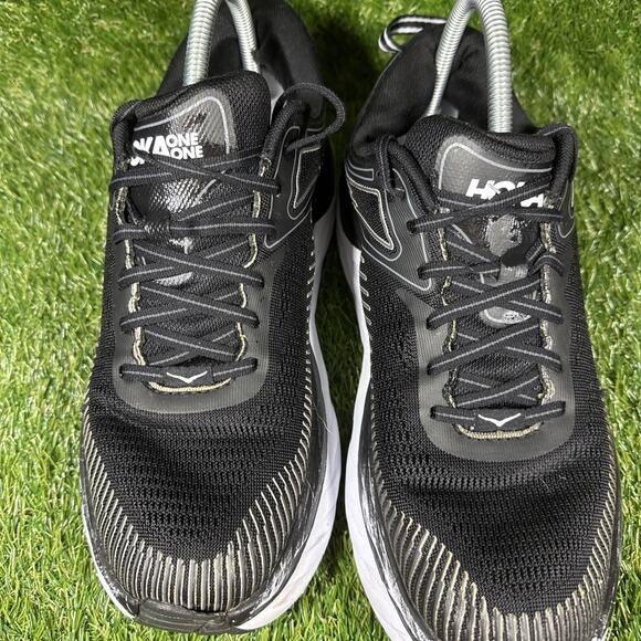 Hoka One One Bondi 7 Black Running Shoes Sneakers 10.5 Women 1110519 BWHT - Picture 5 of 14